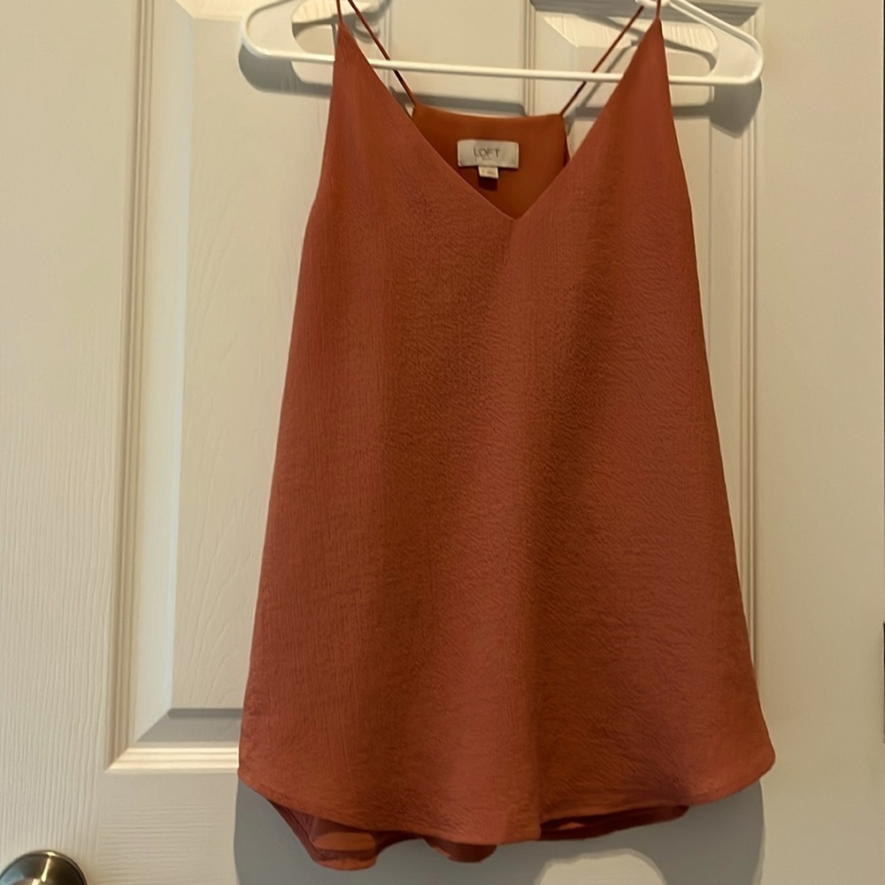 ANN Taylor Loft covered strappy cami tank top with sheer lining size small